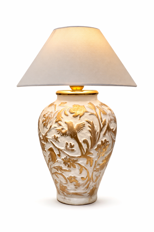 آباژور رومیزی طرح گل و بلبل